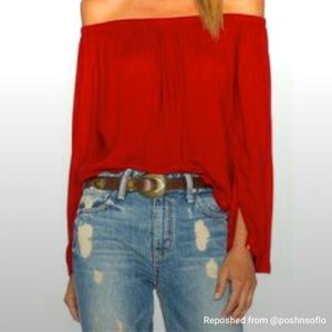 Bella Dahl Off Shoulder Red Blouse